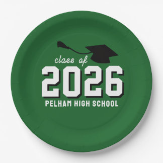 School Colours Grad GREEN CUSTOMIZABLE Paper Plate