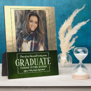 School Colours Green and Gold Photo Keepsake Plaque