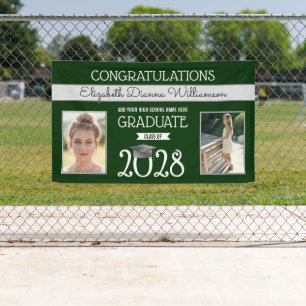 School Colours Green and Silver Graduation Banner