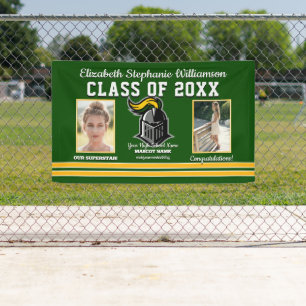 School Colours Green and Yellow Graduation Banner
