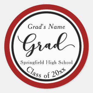 School Colours Modern Graduation Celebration 2 Classic Round Sticker