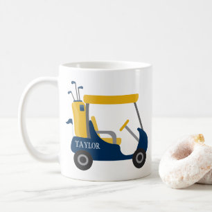 School Colours - Navy Blue & Gold Golf Cart Coffee Mug