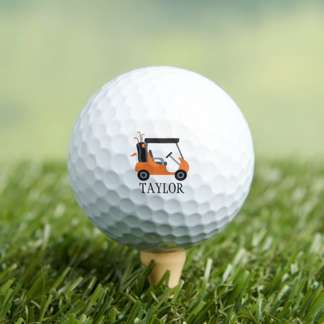 School Colours - Orange & Black Golf Cart Golf Balls (Insitu Tee)
