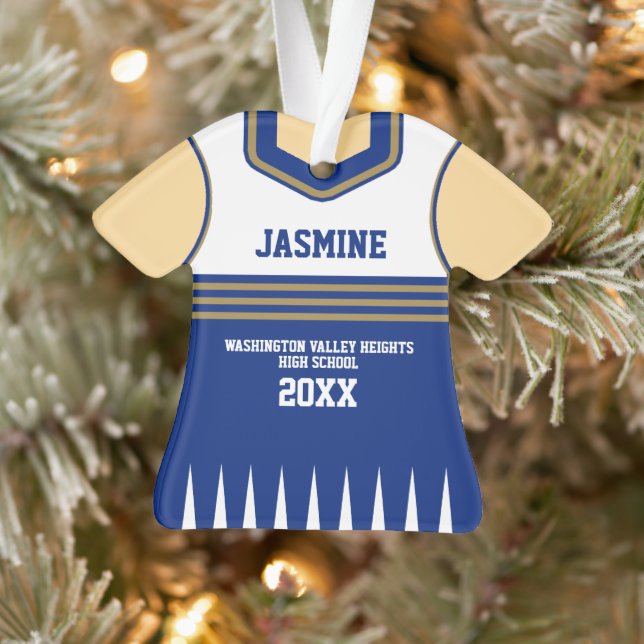 School Colours Personalised Cheerleader Uniform Ornament (Tree)