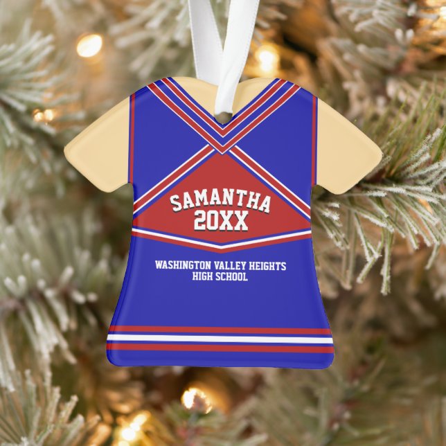 School Colours Personalised Cheerleader Uniform Ornament (Tree)