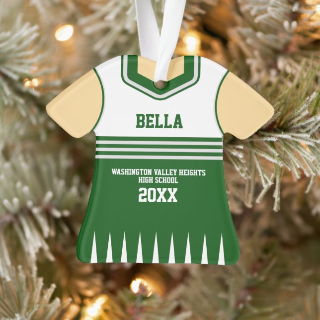 School Colours Personalised Cheerleader Uniform Ornament (Tree)