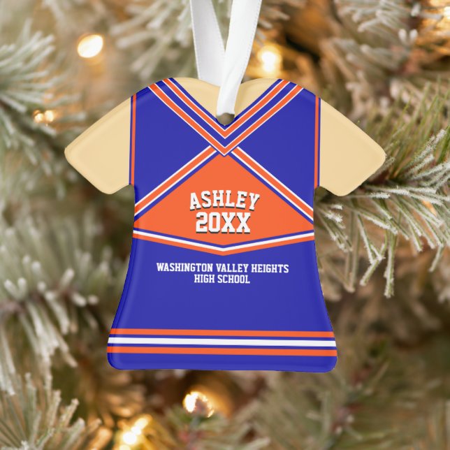 School Colours Personalised Cheerleader Uniform Ornament (Tree)
