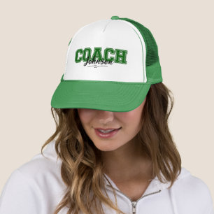 School Colours Personalised Coach-Green and White Trucker Hat