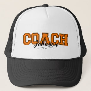 School Colours Personalised Coach-Orange and Black Trucker Hat