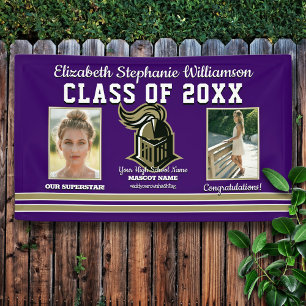 School Colours Purple and Gold Graduation Banner