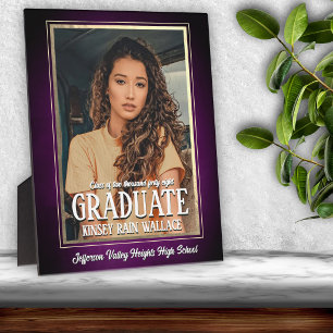 School Colours Purple and Gold Graduation Photo Plaque