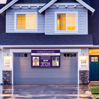 School Colours Purple and Silver Graduation Banner