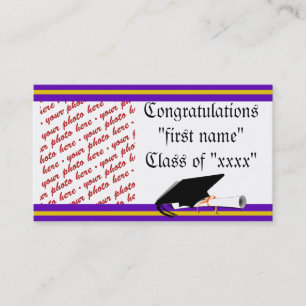 School Colours Purple & Gold Graduation Frame Calling Card