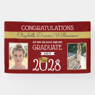 School Colours Red and Gold Graduation Banner