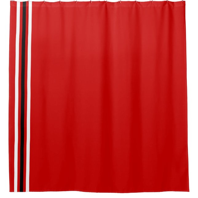 School Colours Red White Black Shower Curtain (Front)