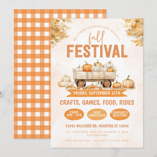 School Community Fall Festival Invitation (Front/Back)