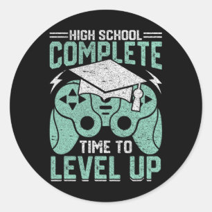 School Complete Time To Level Up Video Game Gradua Classic Round Sticker