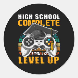 School Complete Video Game Senior Graduation Gift Classic Round Sticker