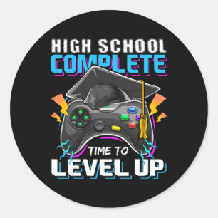 School Complete Video Game Senior Graduation Gift  Classic Round Sticker