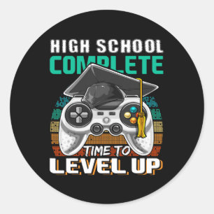 School Complete Video Game Senior Graduation Gift Classic Round Sticker