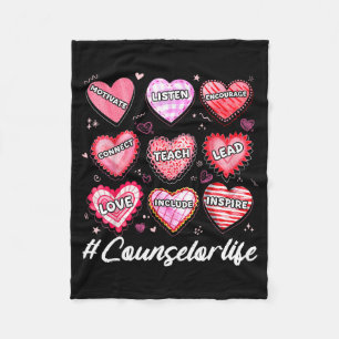 School Counseling Counselor Life Hearts School Val Fleece Blanket