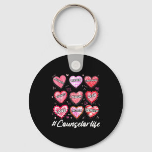 School Counseling Counselor Life Hearts School Val Key Ring