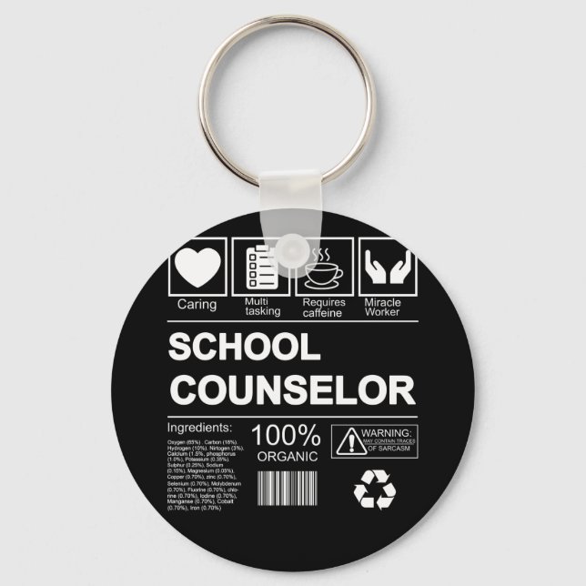 School Counsellor 100% Organic Key Ring (Front)