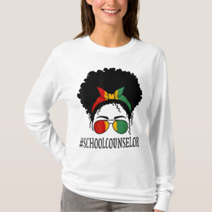 School Counsellor African Women Messy Bun Black Hi T-Shirt