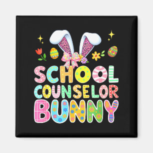 School Counsellor Bunny Easter Colourful Leopard Magnet