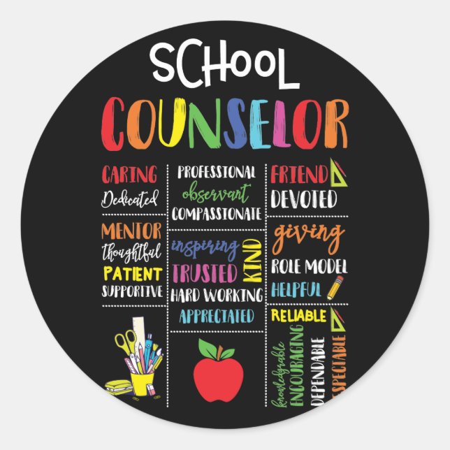 School Counsellor Caring Dedicated Friend Devoted Classic Round Sticker (Front)