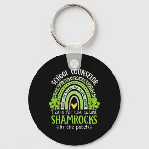 School Counsellor Cutest Shamrocks Rainbow St Patr Key Ring