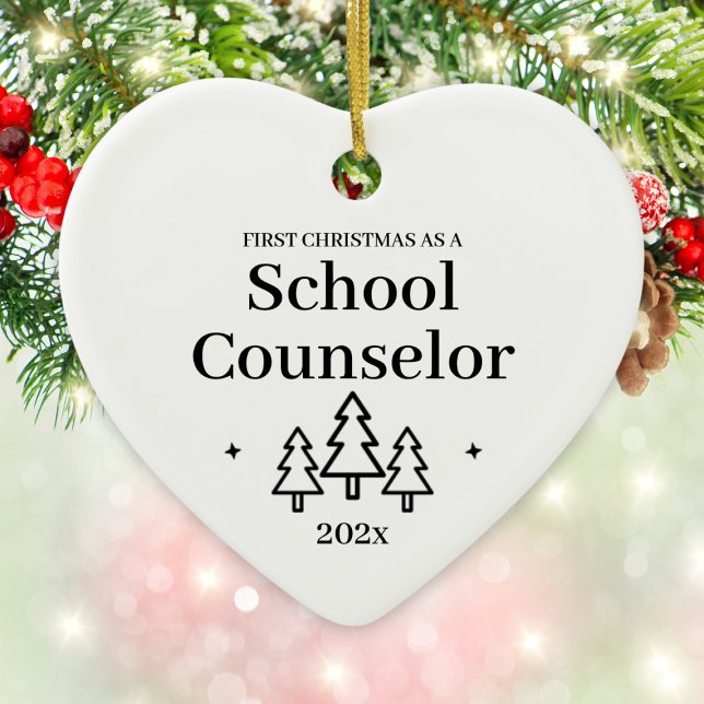 School Counsellor First Christmas Ceramic Tree Decoration (School Counselor First Christmas Ceramic Ornament
)