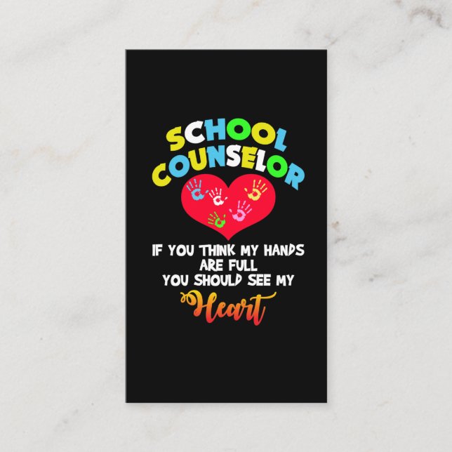 School Counsellor Full Heart Appreciation Gift Business Card (Front)