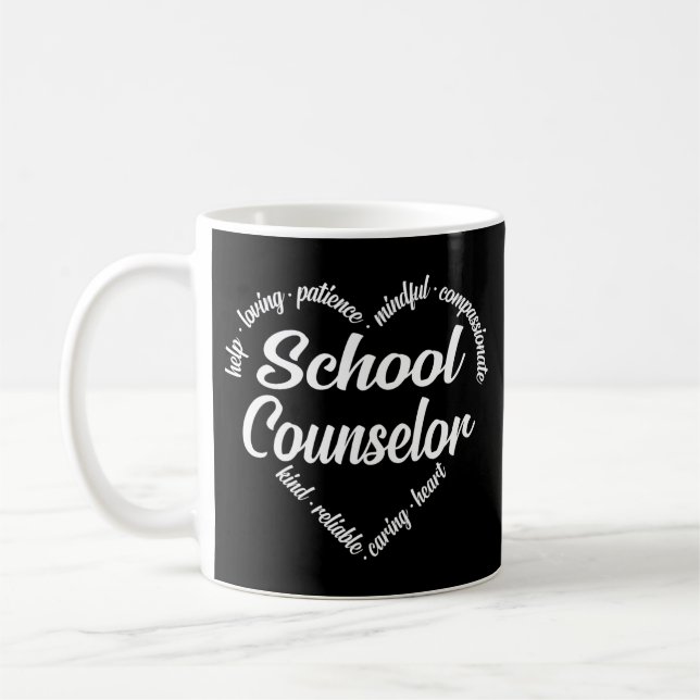 School Counsellor Heart Word Cloud Coffee Mug (Left)