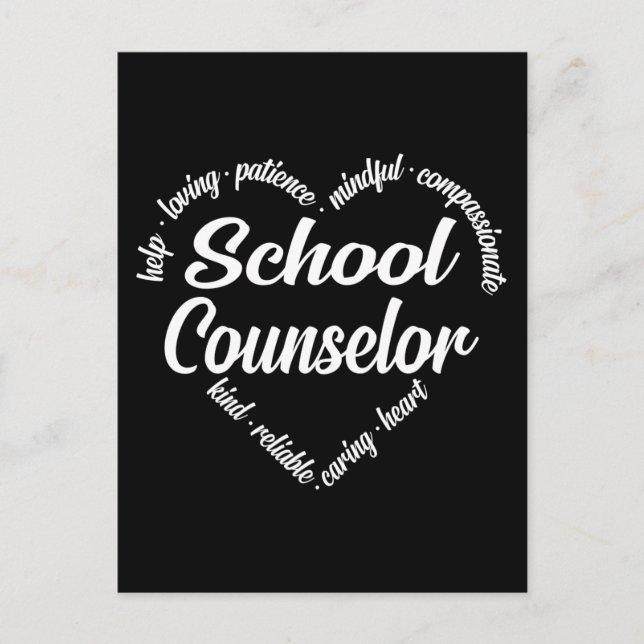 School Counsellor Heart Word Cloud Holiday Postcard (Front)
