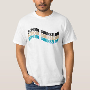 School Counsellor in Wavy Text Simple Men T-Shirt