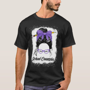 School Counsellor Messy Bun Back To School Purple  T-Shirt