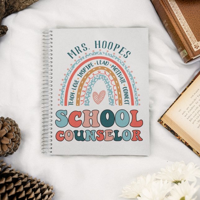 School Counsellor Personalised Gift Rainbow Spiral Notebook (Creator Uploaded)