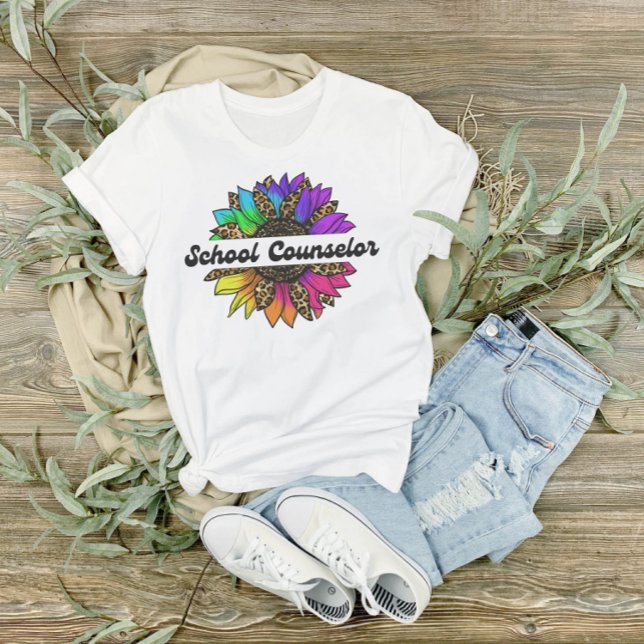 School Counsellor Profession Rainbow Sunflower  T-Shirt (School Counselor Profession Rainbow Sunflower T-Shirt
)