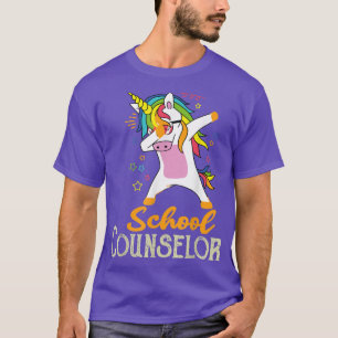 School Counsellor Rainbow Dabbing Unicorn T-Shirt