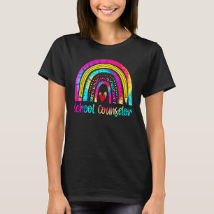 School Counsellor Rainbow Leopard Print Counsellor T-Shirt