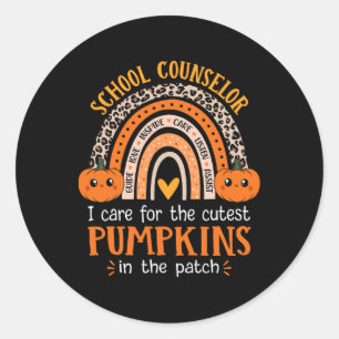 School Counsellor Rainbow Leopard Print Halloween Classic Round Sticker