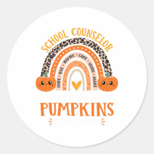 School Counsellor Rainbow Leopard Print Halloween Classic Round Sticker