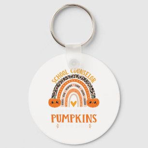 School Counsellor Rainbow Leopard Print Halloween Key Ring