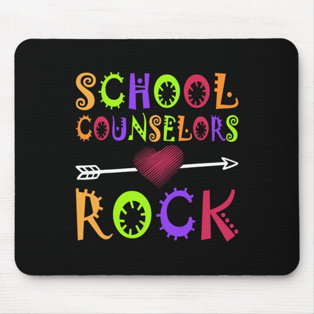 School Counsellor Rock Heart Book School Counselin Mouse Mat (Front)