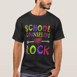 School Counsellor Rock Heart Book School Counselin T-Shirt