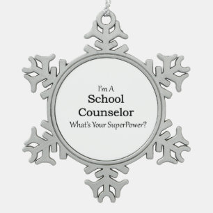 School Counsellor Snowflake Pewter Christmas Ornament