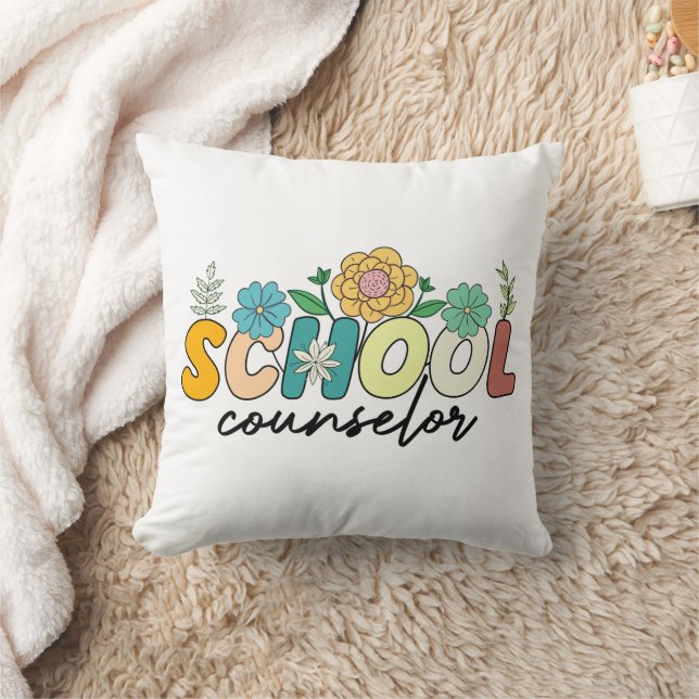 School Counsellor Wildflower Teacher Cute Mum Funn Cushion (Blanket)