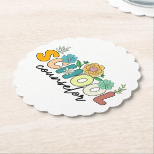 School Counsellor Wildflower Teacher Cute Mum Funn Paper Coaster