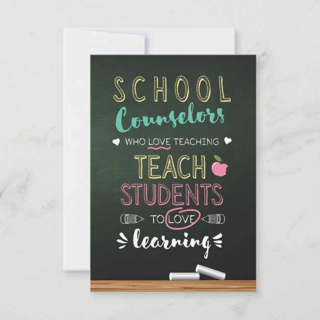 School Counsellors Who Love Teaching Thank You Card (Front)